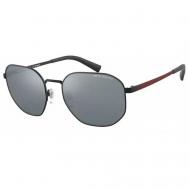 Солнцезащитные очки , шестиугольные, оправа: металл, с защитой от УФ, зеркальные, поляризационные, черный Luxottica