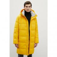 Пальто  демисезонное, силуэт прямой, карманы, капюшон, утепленное, размер M, желтый Finn Flare