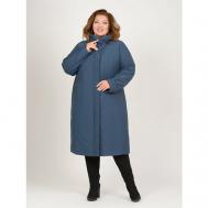 куртка   зимняя, удлиненная, силуэт прямой, карманы, размер 62, синий Karmelstyle