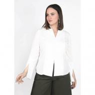 Блуза , прилегающий силуэт, однотонная, размер 56, белый EL