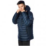 куртка  демисезонная, силуэт прямой, внутренний карман, капюшон, карманы, манжеты, размер 66, синий INDACO FASHION