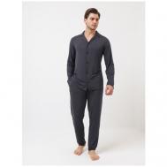 Пижама , рубашка, брюки, карманы, трикотажная, размер 50-52, серый Luisa Moretti