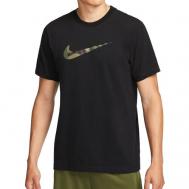 Беговая футболка , силуэт полуприлегающий, размер L, черный Nike