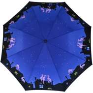 Зонт-трость , полуавтомат, купол 105 см., 8 спиц, деревянная ручка, система «антиветер», для женщин, синий Zest