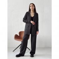 Костюм , жакет и брюки, классический стиль, свободный силуэт, подкладка, размер 42, черный Donna Clar