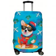 Чехол для чемодана , размер L, оранжевый, голубой LeJoy