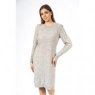 Платье , повседневное, полуприлегающее, миди, вязаное, размер 58, серый Anri