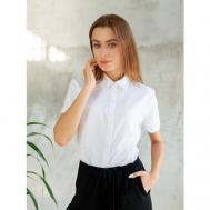 Рубашка , классический стиль, короткий рукав, однотонная, размер 46, белый Malozёmoff