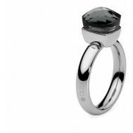 Кольцо , бижутерный сплав, размер 18, серебряный, черный Qudo