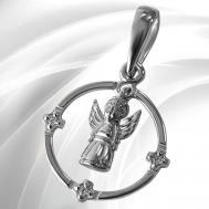 Подвеска женская православная серебряное ювелирное украшение "Ангел" с фианитами ручная работа VITACREDO
