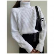 Пуловер, шерсть, крупная вязка, размер единый, белый Melskos