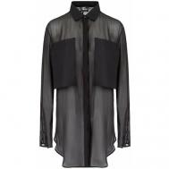 Блуза  , повседневный стиль, полупрозрачная, размер s, черный LOST&FOUND