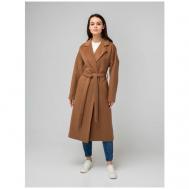 Пальто-халат   демисезонное, шерсть, оверсайз, удлиненное, размер M, бежевый, коричневый Wolfstore