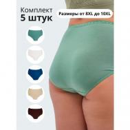 Трусы , 5 шт., размер 10XL (62-64), белый, коричневый, бежевый, зеленый, синий ALYA Underwear