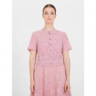 Блуза  , нарядный стиль, прямой силуэт, короткий рукав, размер 42, розовый LO