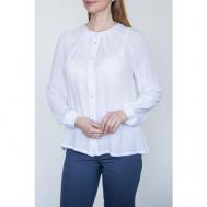 Блуза  , классический стиль, свободный силуэт, длинный рукав, однотонная, размер 170-88-96, белый Galar
