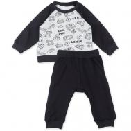 Комплект одежды   детский, лонгслив и брюки, спортивный стиль, манжеты, карманы, размер 92, черный Dream royal