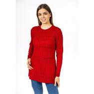 Пуловер , длинный рукав, полуприлегающий силуэт, вязаный, размер 48, красный Anri