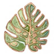 Брошь, ручная работа, зеленый Partala ceramics