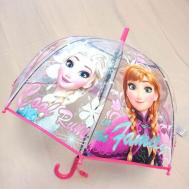 Зонт-трость полуавтомат, купол 80 см., система «антиветер», прозрачный, для девочек, розовый LuMiGold
