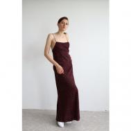 Платье-комбинация , вискоза, прилегающее, макси, открытая спина, размер 42, красный NA LUBVI