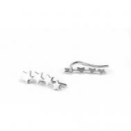 Серьги каффы , серебро, 925 проба, родирование, размер/диаметр 15 мм., серебряный Sirius-Jewelry