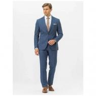 Костюм , пиджак и брюки, классический стиль, полуприлегающий силуэт, однобортная, карманы, размер 188-52, синий Marc de Cler