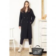 Пальто-халат   демисезонное, силуэт прямой, средней длины, размер 44-46/170, черный Margo