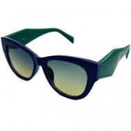 Солнцезащитные очки , кошачий глаз, оправа: пластик, градиентные, с защитой от УФ, для женщин, синий ECOSKY