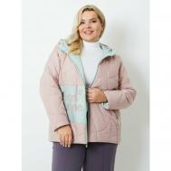 куртка   демисезонная, силуэт прямой, карманы, несъемный капюшон, ветрозащитная, для беременных, утепленная, стеганая, размер 60, розовый Riches