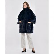 Пальто , норка, силуэт свободный, размер 40, синий Manakas Frankfurt