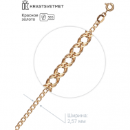 Браслет-цепочка , красное золото, 585 проба, длина 21 см. Krastsvetmet