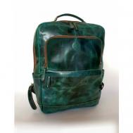 Рюкзак , натуральная кожа, вмещает А4, внутренний карман, зеленый Black buffalo