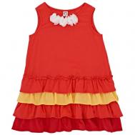 Платье , хлопок, трикотаж, размер 116, красный, коралловый MINI-MAXI