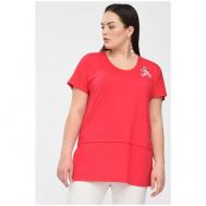 Блуза  , повседневный стиль, короткий рукав, однотонная, размер 52, красный Svesta
