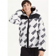 куртка  зимняя, силуэт свободный, капюшон, подкладка, внутренний карман, ветрозащитная, карманы, размер XL, мультиколор DKNY
