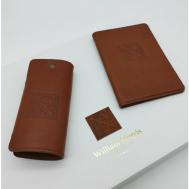Комплект для автодокументов , натуральная кожа, подарочная упаковка, коричневый William Morris