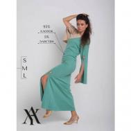 Платье хлопок, полуприлегающее, макси, размер M, зеленый, бежевый About You Studio