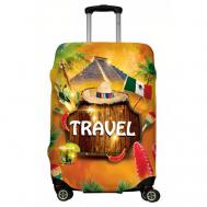 Чехол для чемодана , размер M, зеленый, оранжевый LeJoy