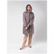 Куртка   Malora, демисезон/зима, удлиненная, силуэт полуприлегающий, капюшон, карманы, размер 50, коричневый Maritta