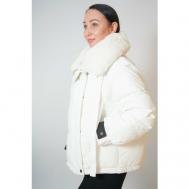 куртка  , демисезон/зима, средней длины, без капюшона, карманы, съемный мех, размер 42, белый MIEGOFCE
