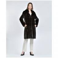 Пальто , норка, силуэт прямой, карманы, размер 42, черный VINICIO PAJARO