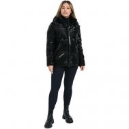 куртка   зимняя, средней длины, силуэт прямой, съемный капюшон, внутренний карман, манжеты, размер 42(48RU), черный Avi