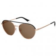 Солнцезащитные очки , круглые, оправа: металл, поляризационные, для мужчин, коричневый Polaroid