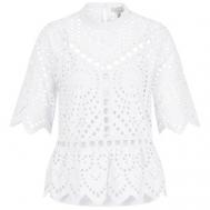 Блуза  , свободный силуэт, укороченный рукав, без карманов, однотонная, размер 46, белый Sportalm