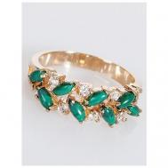 Кольцо , малахит, фианит, размер 17, зеленый Lotus Jewelry