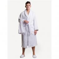 Халат , длинный рукав, банный халат, пояс/ремень, карманы, размер 48, белый OMG!