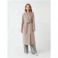 Пальто-халат   демисезонное, шерсть, силуэт прямой, удлиненное, размер 48, розовый Pompa