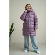 куртка   зимняя, средней длины, оверсайз, карманы, размер 50, фиолетовый Modress