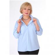 Блуза , классический стиль, свободный силуэт, укороченный рукав, размер 44, голубой LASKITA
